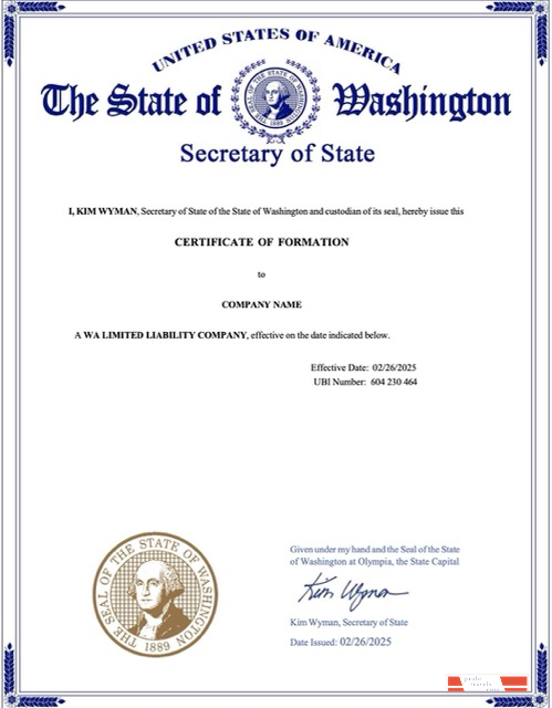 USA certificate of formation Word and PDF template